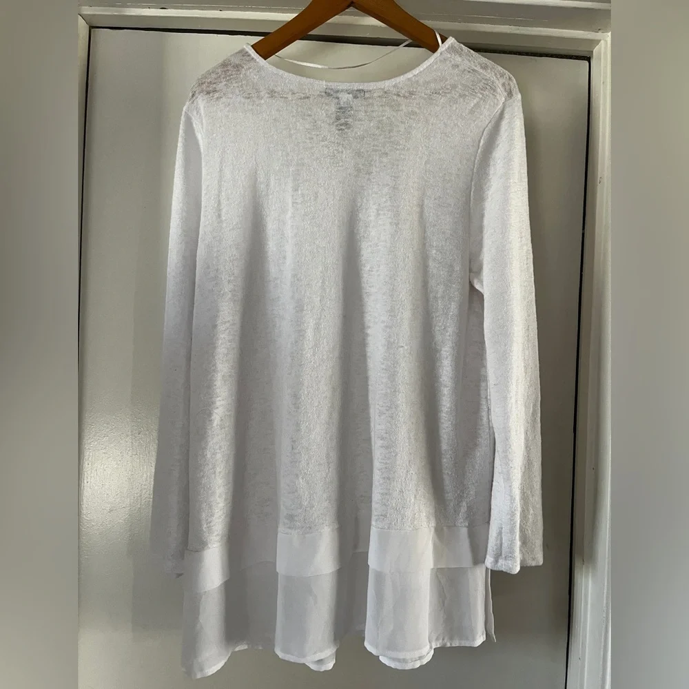 Alfani White Long Sleeve V-Neck Top, large - Picture 6 of 6